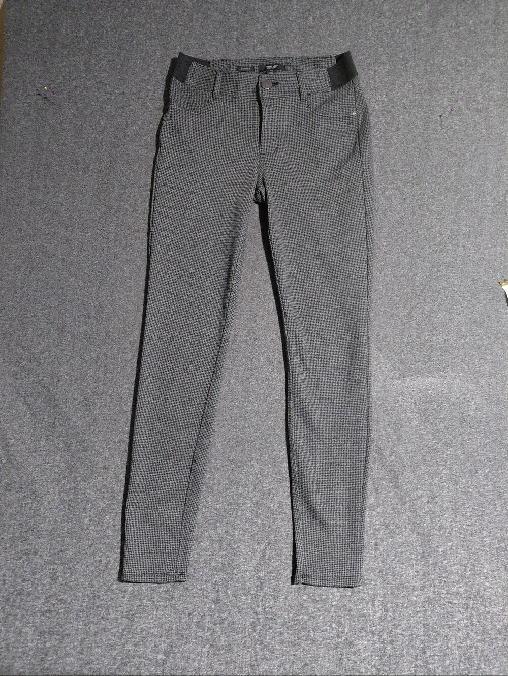 Simply Vera Wang  Skinny Womens Grey Checked Stretch Pants Sz XS
